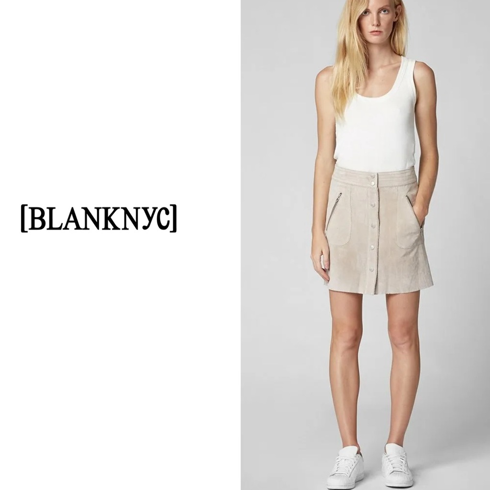 New w tags Blank NYC suede Leather buttondown skirt - color - Fawn